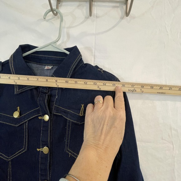 Mishan Coat Women XL Blue Denim DRESS Long Button Front Western Pockets READ - Picture 16 of 16